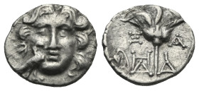 CARIA. Mylasa. Circa 175-88 BC. Rhodian imitation Drachm (Silver, 14.4 mm, 1.73 g). Struck circa 175-150 BC. Head of Helios front, eagle standing righ...