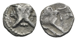 CILICIA. Mallos. Circa 440-390 BC. Obol (Silver, 12.78 mm, 0.58 g). Bearded janiform head. Rev. Forepart of man-headed bull running right. Goktürk -. ...