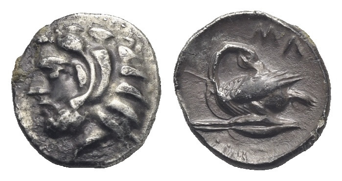 CILICIA. Mallos. Circa 390-333 BC. Obol (Silver, 9.43 mm, 0.83 g) Bearded head o...