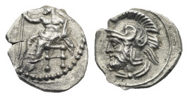 CILICIA. Tarsos. Pharnabazos, Persian military commander, 380-374/3 BC. Obol (Silver, 14.89 mm, 0.85 g). Struck circa 380-379 BC. Baaltars seated left...