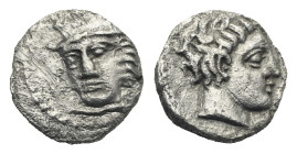 CILICIA. Uncertain (Issos ?). Obol (Silver, 8.36 mm, 0.81 g) circa 4th century BC. Head of Athena facing three-quarters to left, wearing crested helme...