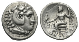 KINGS OF MACEDON. Alexander III the Great, 336-323 BC. Drachm (Silver, 25.19 mm, 4.19 g) lifetime issue, struck under Menander. Sardes circa 324-323 B...