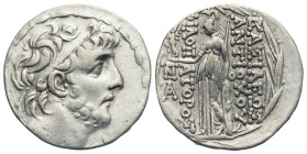 SELEUKID KINGS. Antiochos IX Eusebes Philopator (Kyzikenos), 114-95 BC. Tetradrachm (Silver, 27.32 mm, 16.33 g) Antioch on the Orontes, 114-112 BC. Di...