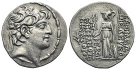 SELEUKID KINGS. Seleukos VI Epiphanes Nikator, 97-94 BC. Tetradrachm (Silver, 29.75 mm, 15.88 g). Seleukeia on the Kalykadnos. Diademed head of Seleuk...