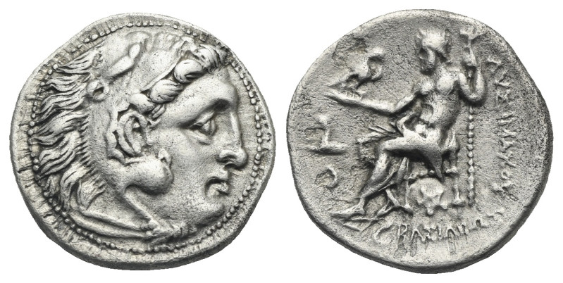 KINGS OF THRACE. Lysimachos, 305-281 BC. Drachm (Silver, 26.55 mm, 3.99 g) struc...