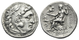 KINGS OF THRACE. Lysimachos, 305-281 BC. Drachm (Silver, 26.55 mm, 3.99 g) struck in the types of Alexander III the Great (336-323 BC) Colophon, circa...