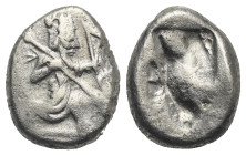 PERSIA. Achaemenid Kings. Time of Darios I to Xerxes I, circa 485-420 BC. Siglo (Silver, 20.45 mm, 5.46 g) Sardes. The Great King or hero wearing long...