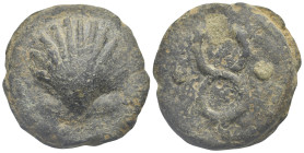 Anonymous. Aes Grave - Cast Sextans (Bronze, 38.50 mm, 57.00 g). Roma, circa 280 BC. Scallop shell; two pellets below. Rev. Caduceus; two pellets acro...