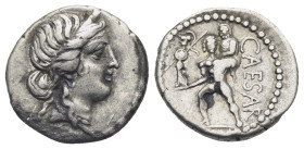 C. Julius Caesar. Denarius (Silver, 17.53 mm, 3.72 g). Military mint moving with Caesar in North Africa, late 48-47 BC. Diademed head of Venus right, ...