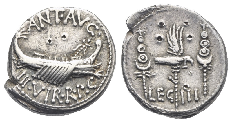Mark Antony. Denarius - Legionary Type (Silver, 16.58 mm, 3.93 g). Military mint...