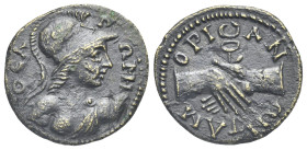PHRYGIA. Amorium. Pseudo-autonomous issue, circa 2nd-3rd centuries. Bronze (Bronze, 22.49 mm, 4.69 g). ΘEA PΩMH Helmeted bust of Roma right. Rev. AM-O...