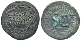 Augustus, 27 BC - AD 14. Dupondius (Bronze, 28.96 mm, 12.09 g). L. Naevius Surdinus, moneyer. Rome, 15 BC. AVGVSTVS TRIBVNIC POTEST in three lines in ...