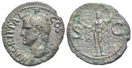 Agrippa (died 12 BC) As (Bronze, 28.29 mm, 9.30 g) Rome, struck under Caligula, 37-41. M. AGRIPPA. L. F. COS [III] Head of Agrippa left, wearing rostr...