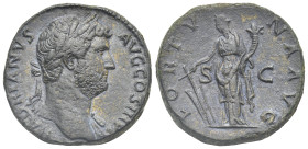 Hadrian, 117-138. Sestertius (Bronze, 30.06 mm, 26.25 g). Rome, 134-138. HADRIANVS AVG COS III P P Laureate bust to right, slight drapery on far shoul...