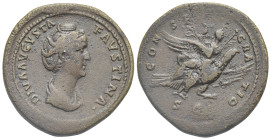 Diva Faustina Augusta, wife of Antoninus Pius (died 141). Sestertius (Bronze, 35.11 mm, 26.39 g) struck under Antoninus Pius, Rome. DIVA AVGVSTA FAVST...