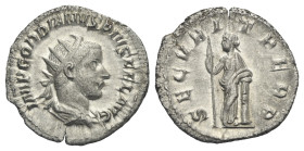 Gordian III, 238-244. Antoninianus (Silver, 22.37 mm, 3.73 g) Rome, 243-244. IMP GORDIANVS PIVS FEL AVG Radiate, draped and cuirassed bust of Gordianu...