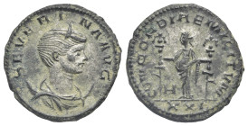 Severina Augusta, wife of Aurelianus, 270-275. Antoninianus (Bronze, 21.83 mm, 4.45 g) Antioch, 275. SEVERINA AVG Draped bust of Severina three-quarte...