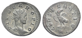 Divus Carus, died 283. Antoninianus (Silvered Bronze, 23,0 mm, 3.00 g). Lugdunum, 284. DIVO CARO PIO Radiate head of Divus Carus to right. Rev. CONSEC...
