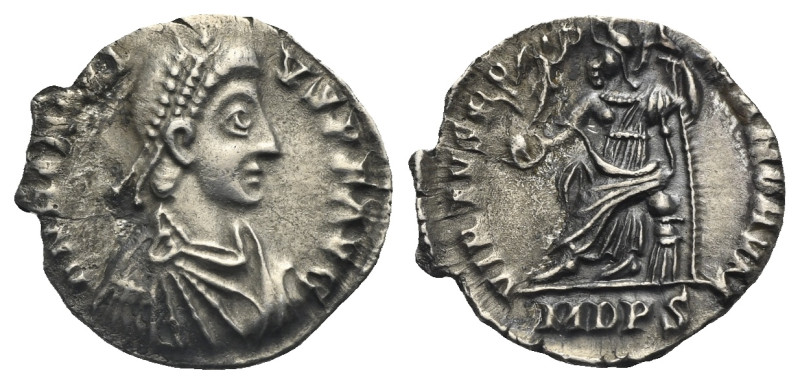 Arcadius, 383-408. Siliqua (Silver, 16.87 mm, 1.48 g). Mediolanum, struck spring...
