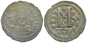 Justinian I, 527-565. Follis (Bronze, 38.24 mm, 20.50 g). Cyzicus, 2nd officina, dated RY 19 (545/6). DN IVSTINI ANVS PP AVC Facing bust of Iustinianu...