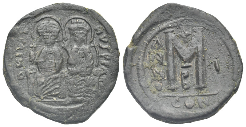 Justin II and Sophia, 565-578. Follis (Bronze, 28.94 mm, 13.48 g). Constantinopo...