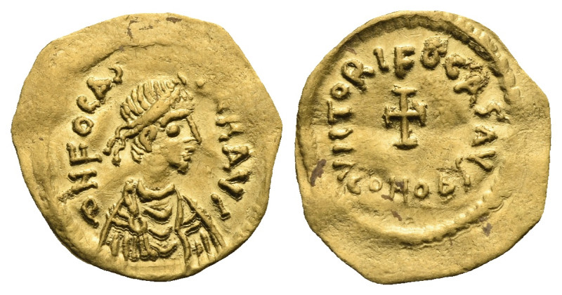 Phocas, 602-610. Tremissis (Gold, 16.44 mm, 1.37 g). Constantinopolis, circa 607...