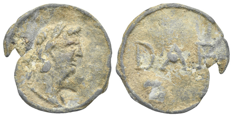 Roman Empire. Time of Nero, 54-68. Tessera (Lead, 22.70 mm, 3.97 g). Laureate an...