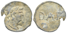 Roman Empire. Time of Nero, 54-68. Tessera (Lead, 22.70 mm, 3.97 g). Laureate and draped bust of Nero to right. Rev. DAF. Rostovtsev -. Overbeck -. Ap...