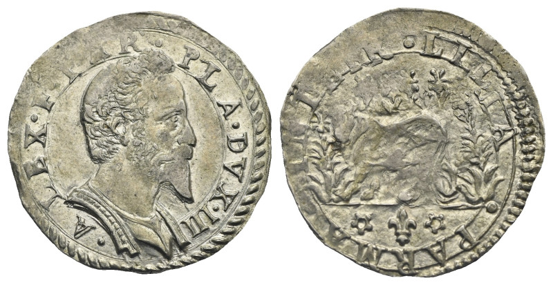 ITALY. Parma. Alessandro Farnese, 1586-1591. Cavallotto (Silver, 22.00 mm, 2.00 ...