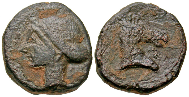 "Hispana, Punic occupation. Ca. 237-209 B.C. AE unit (20.9 mm, 8.49 g, 12 h). He...