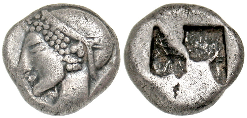 "Ionia, Phokaia. Ca. 521-478 B.C. AR obol (8.1 mm, 1.26 g). Archaic female head ...