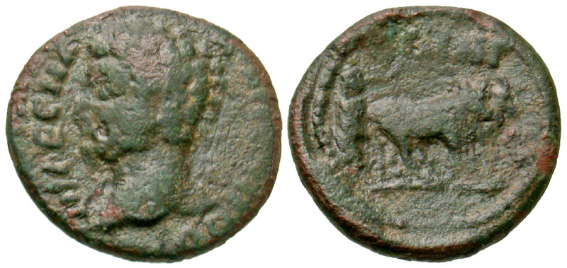 "Mysia, Parium. Marcus Aurelius. A.D. 161-180. AE 16 (15.5 mm, 2.36 g, 1 h). Str...