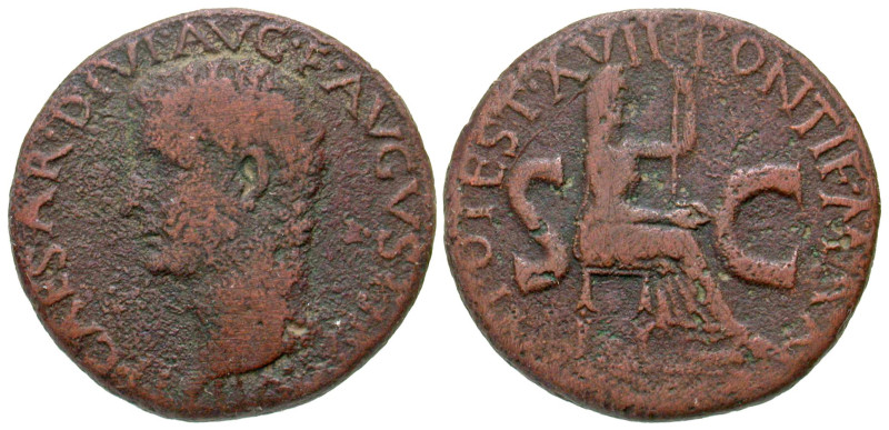 "Augustus. 27 B.C.-A.D. 14 AE as (17.8 mm, 3.58 g, 12 h). Posthumous commemorati...