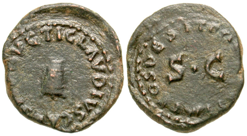 "Claudius. A.D. 41-54. AE quadrans (18.4 mm, 2.47 g, 12 h). Rome mint, struck A....