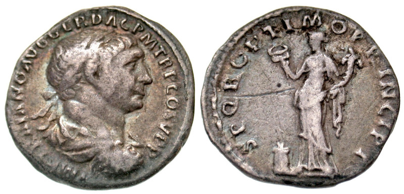 "Trajan. A.D. 98-117. AR denarius (18.4 mm, 2.80 g, 7 h). struck A.D. 103-111. I...