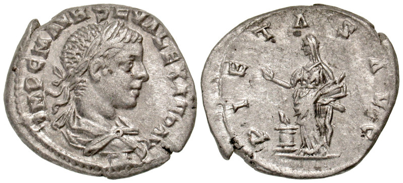 "Severus Alexander. A.D. 222-235. AR denarius (19.2 mm, 2.93 g, 6 h). Antioch mi...