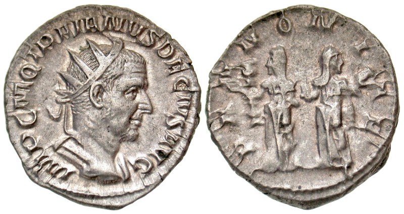 "Trajan Decius. A.D. 249-251. AR antoninianus (22.2 mm, 4.31 g, 1 h). Ca. A.D. 2...