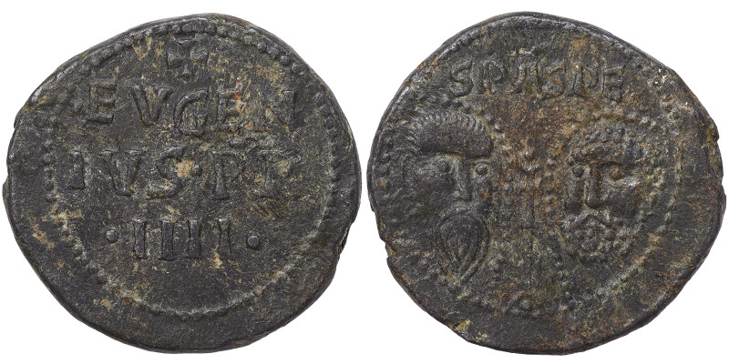 Eugenio IV (1431-1447), Rome, Bolla plumbea, n.d., Rare, Heads of Sts.Peter and ...