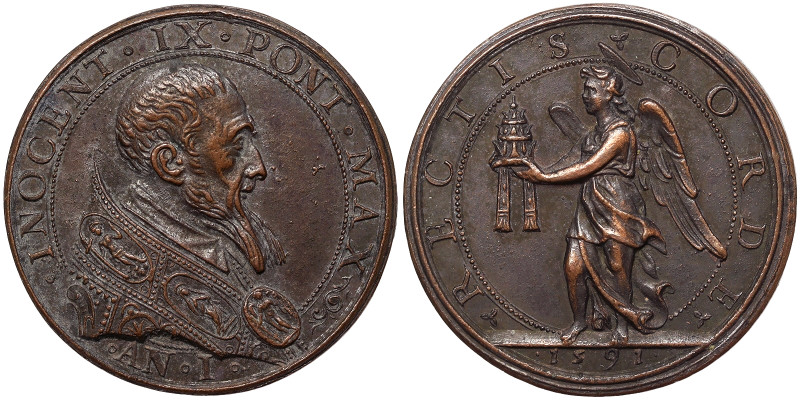 Innocenzo IX (1591-1592), Rome, Medal Yr. I, 1591, Very rare, Restrike. XVIII Ce...