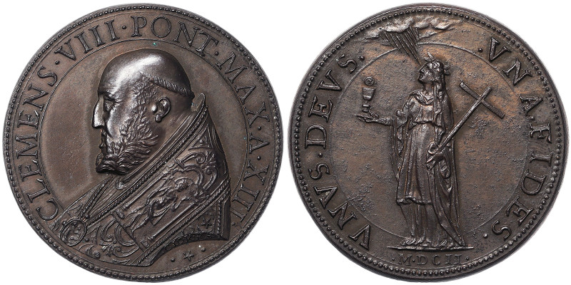 Clemente VIII (1592-1605), Rome, Medal Yr. XIII, 1602, Rare, Restrike. XIX Centu...