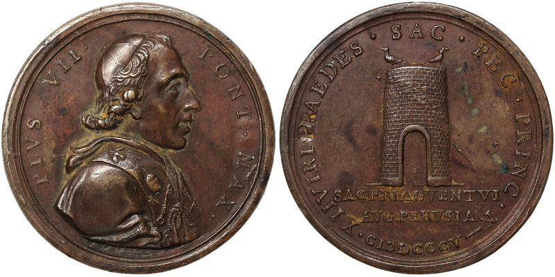 Pio VII (1800-1823), Rome, Medal, 1805, Rare, Extraordinary medal. The visit of ...