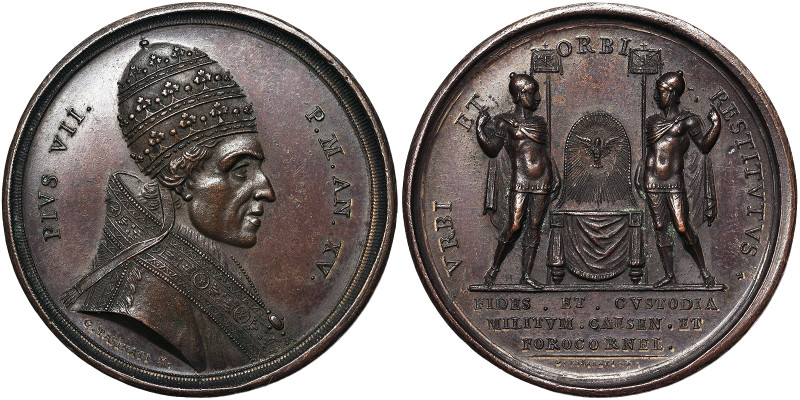 Pio VII (1800-1823), Rome, Medal Yr. XV, 1814, Rare, Annual. Oath of the pontifi...