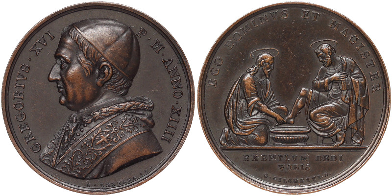 Gregorio XVI (1831-1846), Rome, Medal Yr. XIV, 1844, Rare, Annual. Feet washing....