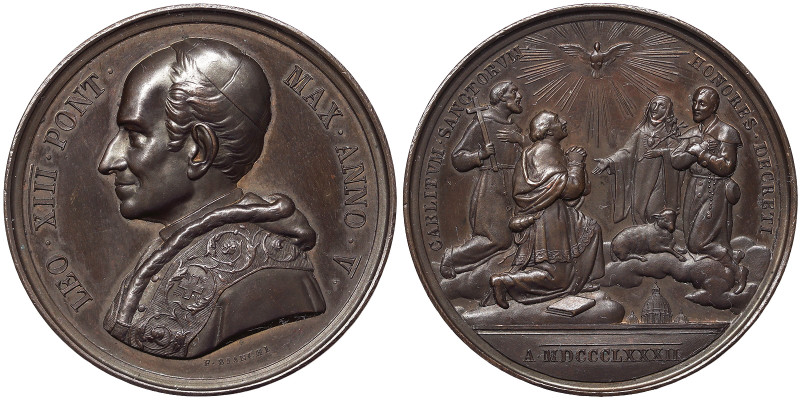 Leone XIII (1878-1903), Rome, Medal Yr. V, 1882, Not common, Annual. Canonisatio...