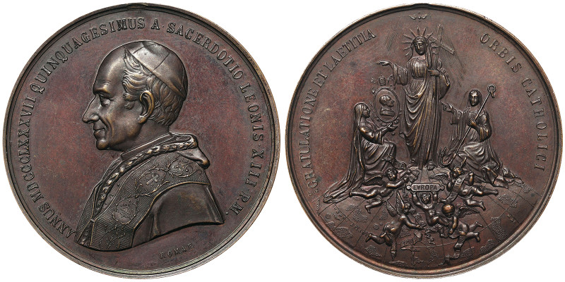 Leone XIII (1878-1903), Rome, Medal, 1887, Rare, Extraordinary medal. The Priest...