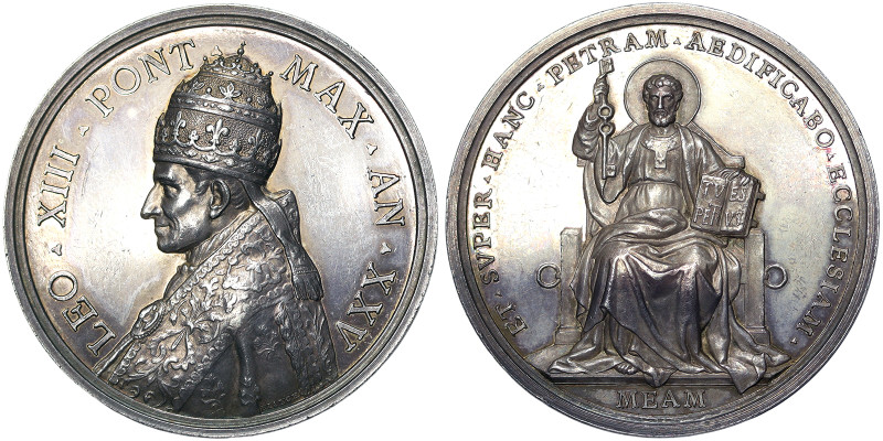 Leone XIII (1878-1903), Rome, Medal Yr. XXV, 1902, Extremely rare, Annual. 25th ...