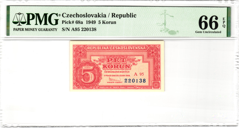 Czechoslovakia 5 Korun 1949 PMG 66 EPQ Gem Uncirculated

P# 68a, N# 205899; # ...