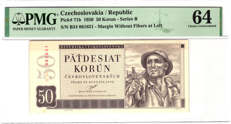 Czechoslovakia 50 Korun 1950 PMG 64 Choice Uncirculated

P# 71b, N# 224953; # ...