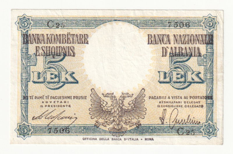 Albania 5 Leke 1940

P# 10, N#243397; # C25 7506; VF