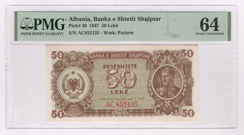 Albania 50 Leke 1947 PMG 64 Choice Uncurculated

P# 20, N#243405; # AC852125; ...